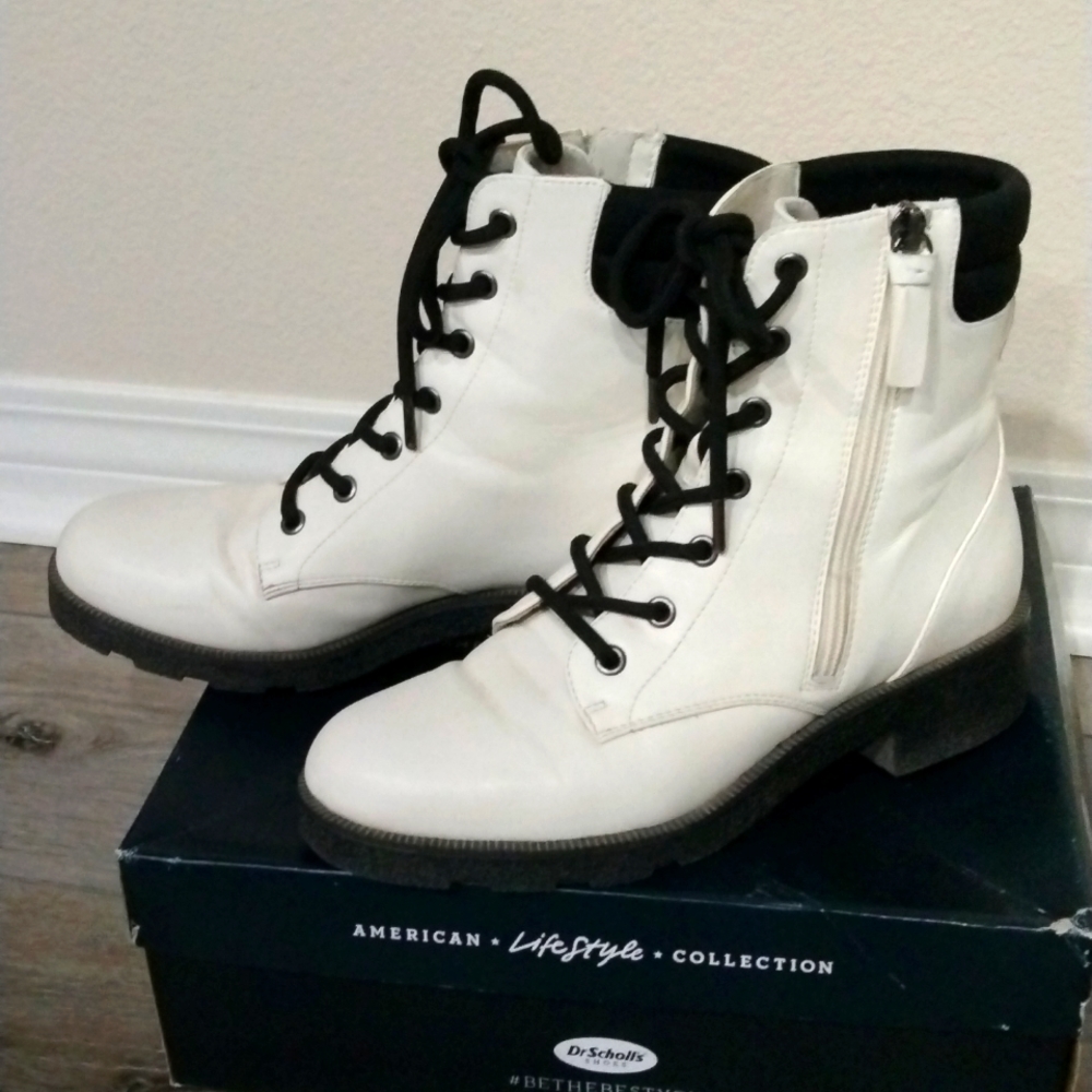 Cream Lace Up booties